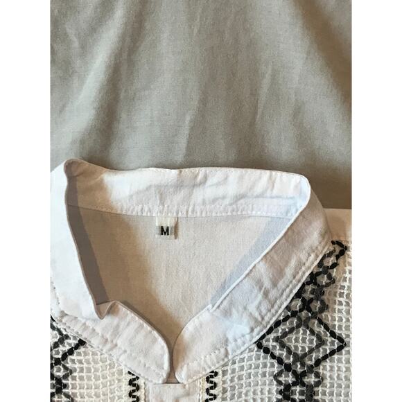 White Short Sleeve Western Shirt Men's M - Picture 3 of 4
